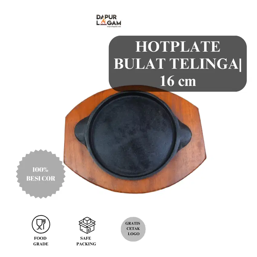 DAPUR LOGAM HOTPLATE STEAK/ CAST IRON / PIRING BULAT TELINGA D 16CM