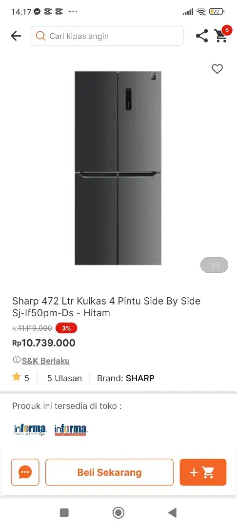 KULKAS 4 PINTU SHARP INVERTER