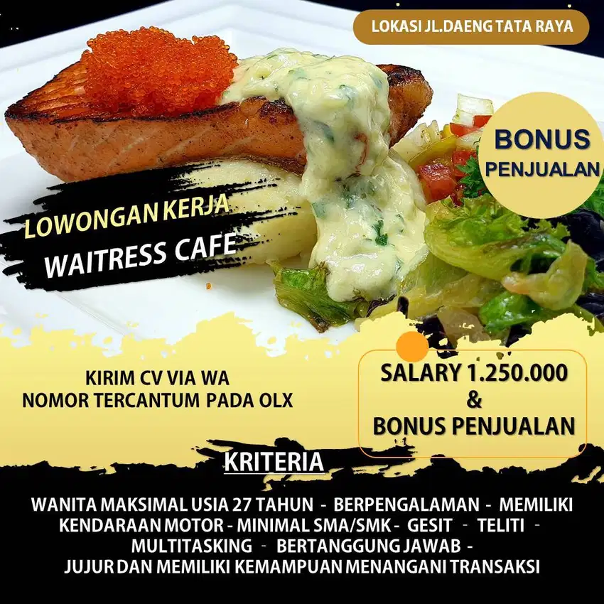 LOWONGAN KERJA WAITRESS CAFE