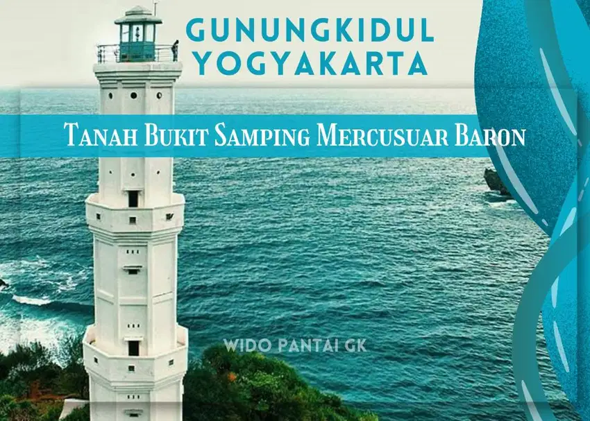 Jual Tanah Pantai Bukit Datar Samping Mercusuar Gunungkidul Yogyakarta