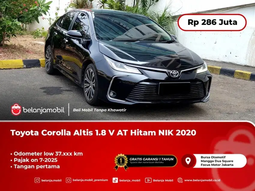 [ LOW KM ] Toyota Corolla Altis 1.8 V AT Hitam 2020/2021