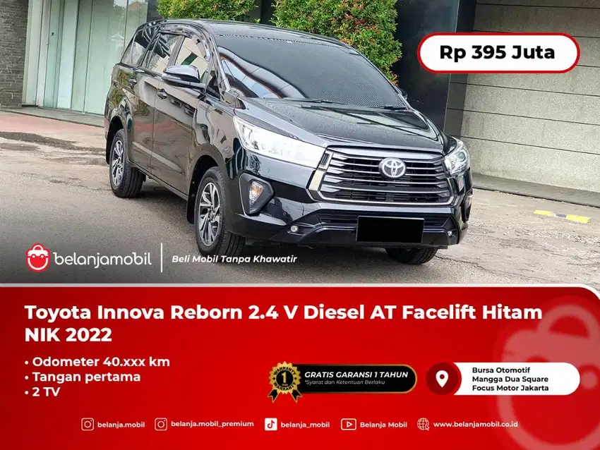 Toyota Kijang Innova Reborn 2.4 V Diesel AT Facelift Hitam 2022/2023