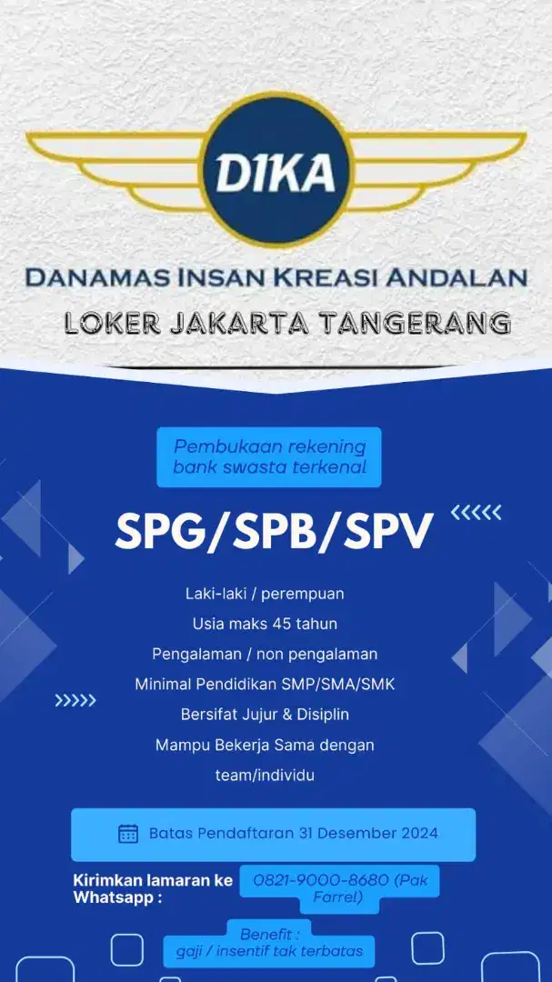 SPG/SPB/SPV pembukaan rekening