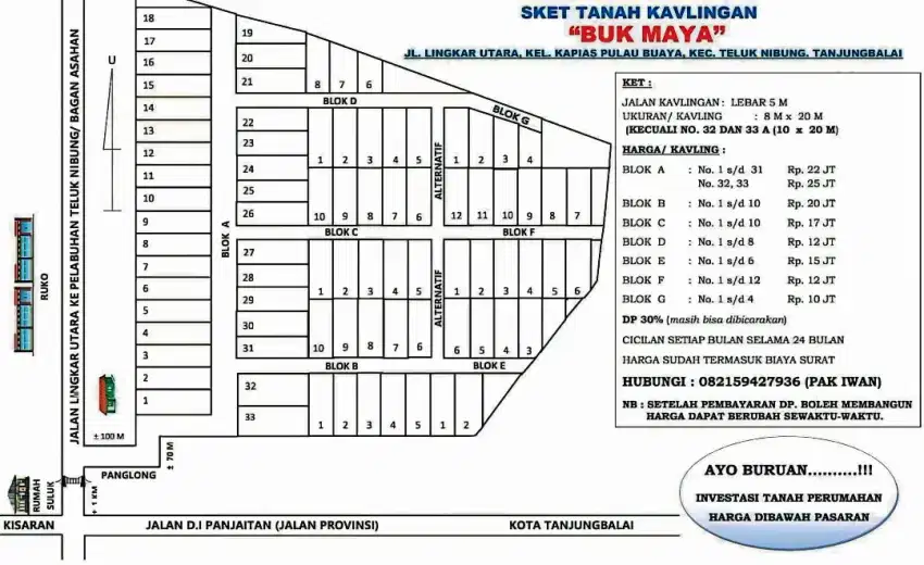 Jual kaplingan , murah meriah.. bayar dp bisa langsung bangun rumah