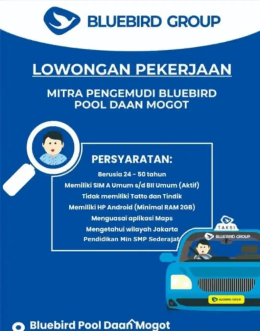 lowongan pekerjaan driver bluebird