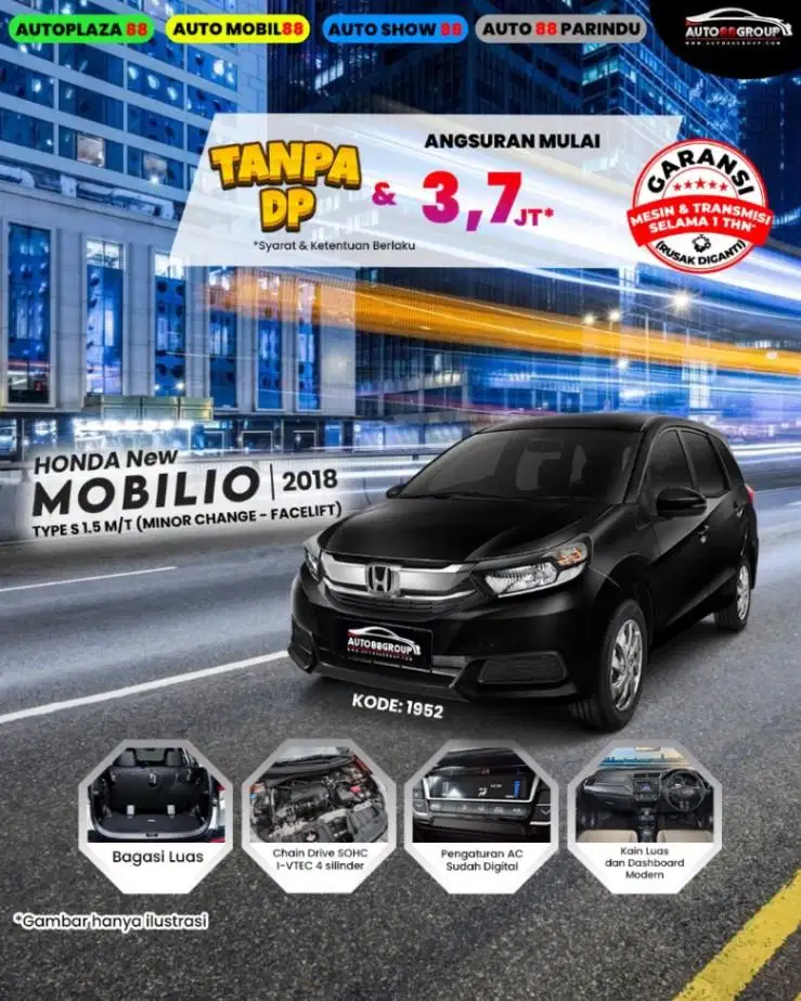 HONDA MOBILIO (HITAM) TIPE S 1.5CC MT (2017)