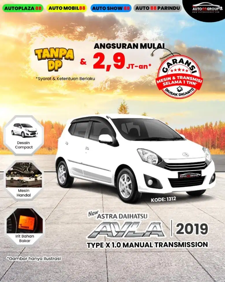 DAIHATSU NEW AYLA (PUTIH) TYPE X 1.0 M/T (2019)