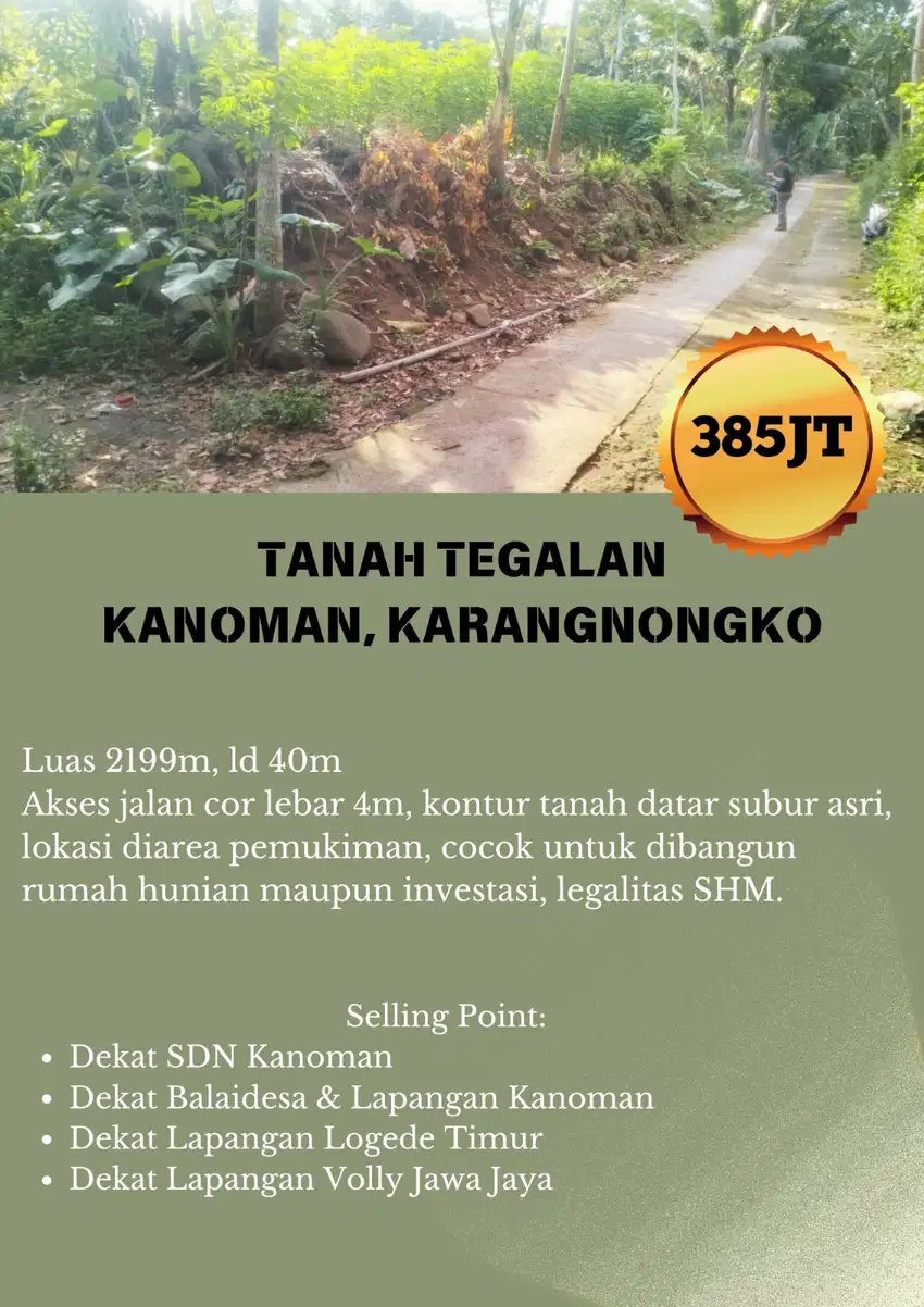 TANAH TEGALAN ASRI KANOMAN, KARANGNONGKO