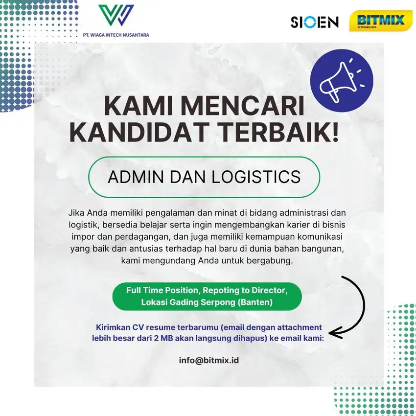 Sales Admin dan Logistics - Perusahaan Bahan bangunan