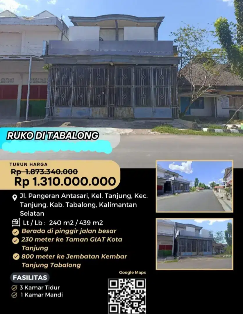 Dijual Ruko Usaha Pangeran Antasari Tabalong