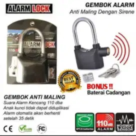 Gembok Alarm Anti Maling Original Anti Pencuri Ring Panjang Kuat Kokoh