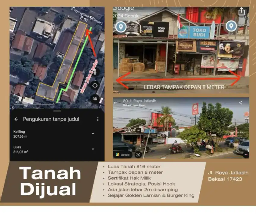 DIJUAL CEPAT TANAH SHM LOKASI STRATEGIS LUAS 836m²