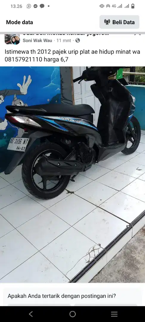 Bismillah di jual Honda Vario 2012
surat komplit pjk jalan AE Ngawi