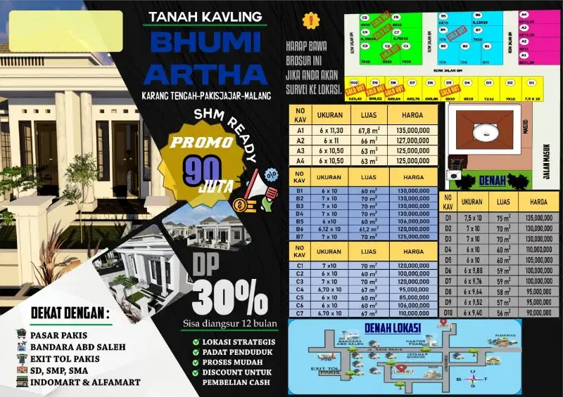 jual tanah kavling pakisjajar sertifikat ready