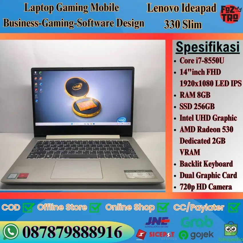 DUAL VGA Laptop Lenovo Ideapad 330S i7 2019 AMD 2GB 8/256GB IPS FHD