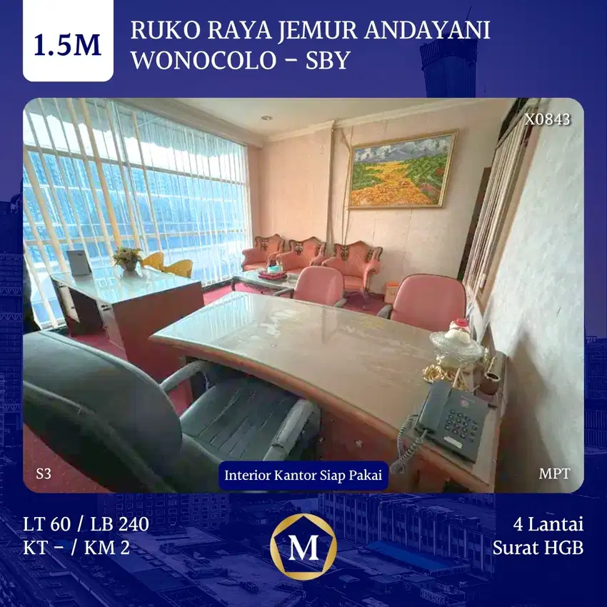 Ruko Raya Jemur Andayani Interior Kantor Siap Pakai Surabaya Selatan