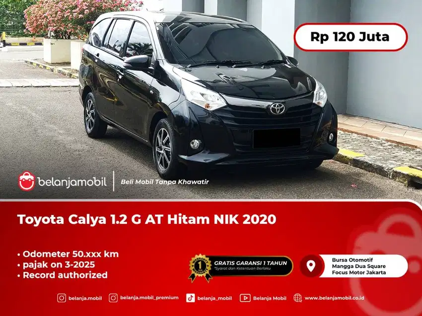 [ WARRANTY ] Toyota Calya 1.2 G AT Hitam NIK 2020 Pemakaian 2021