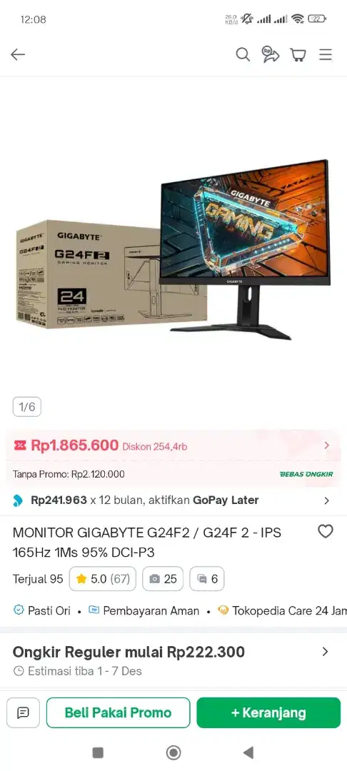 Monitor PC Gaming Gigabyte G24F2 IPS 162Hz