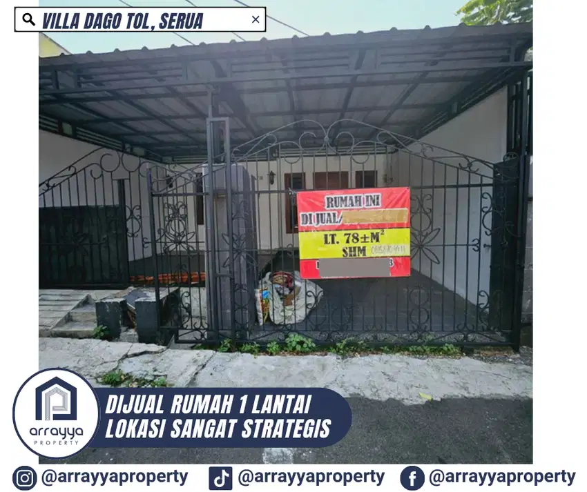 DI JUAL RUMAH 1 LANTAI DI VILLA DAGO TOL SERUA -AY63