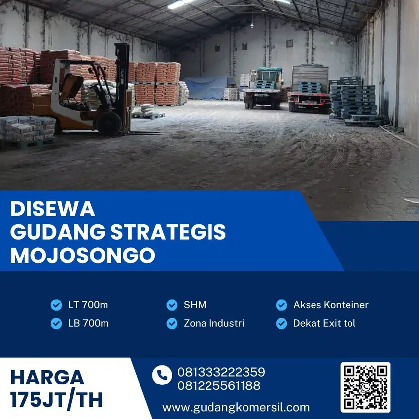 Disewakan Gudang Zona Industri 700m2 Lokasi Mojosongo,Solo