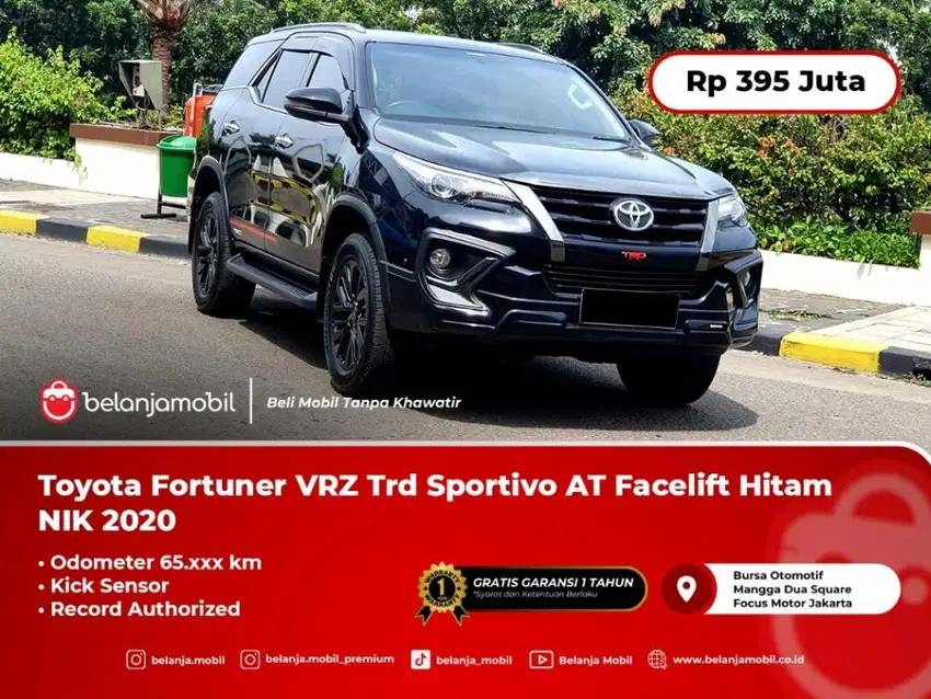 [ LOW KM ] Toyota Fortuner Vrz Trd Sportivo AT Hitam 2020/2021