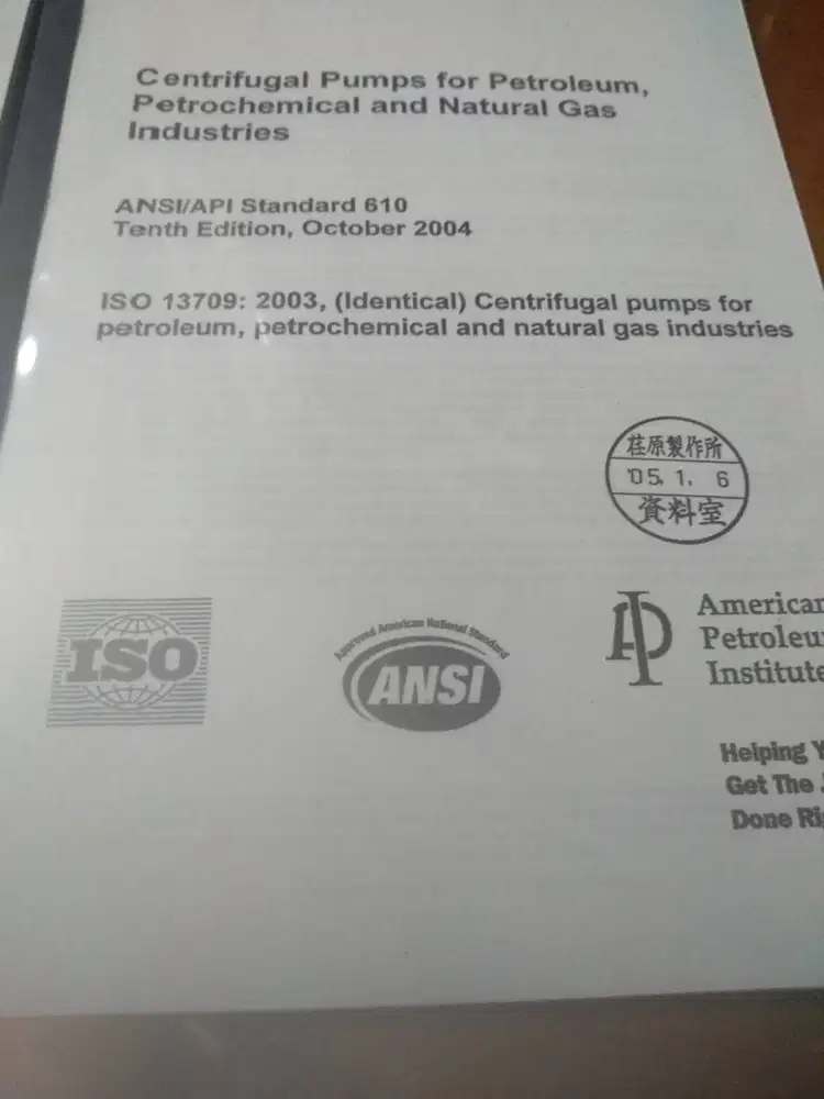 Buku ANSI/API Standard 610 Tenth Edition, October 2004