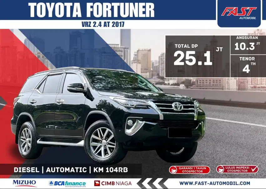 DP 25JT TOYOTA FORTUNER VRZ 2017 2.4 AT SERVICE RECORD & PJK PJG#F3ST