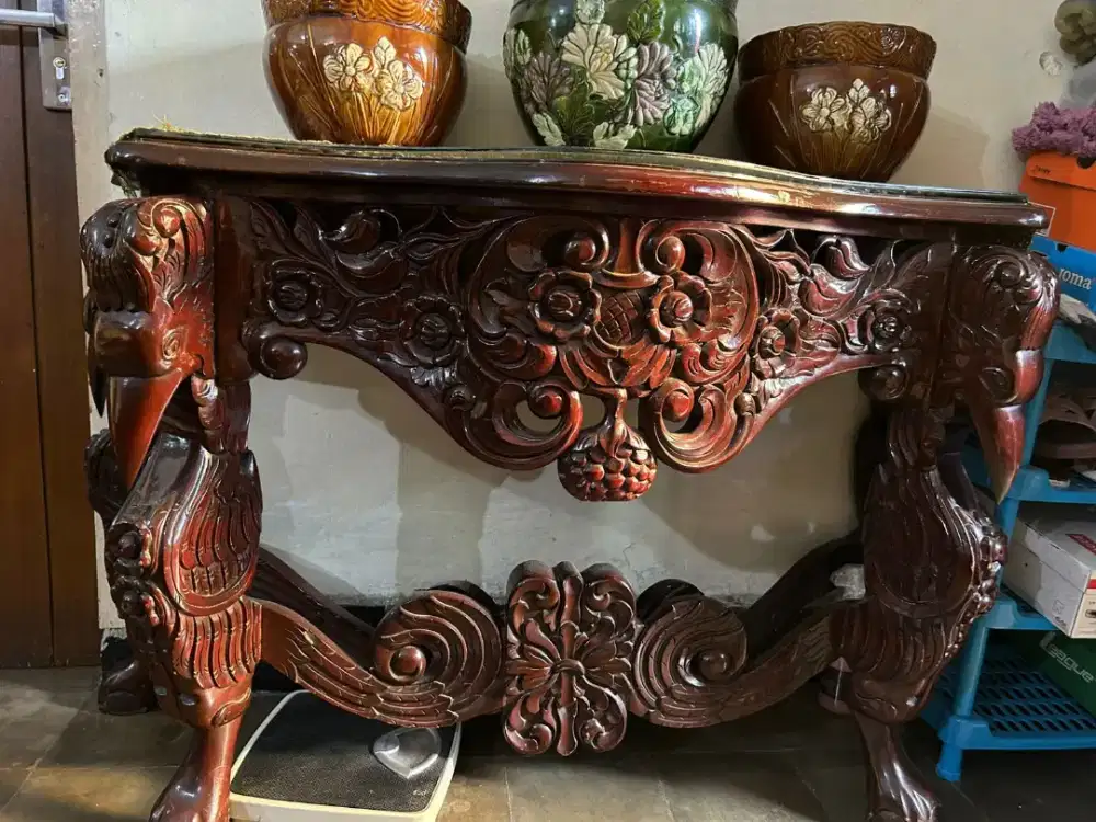 Meja konsol antik kayu jati