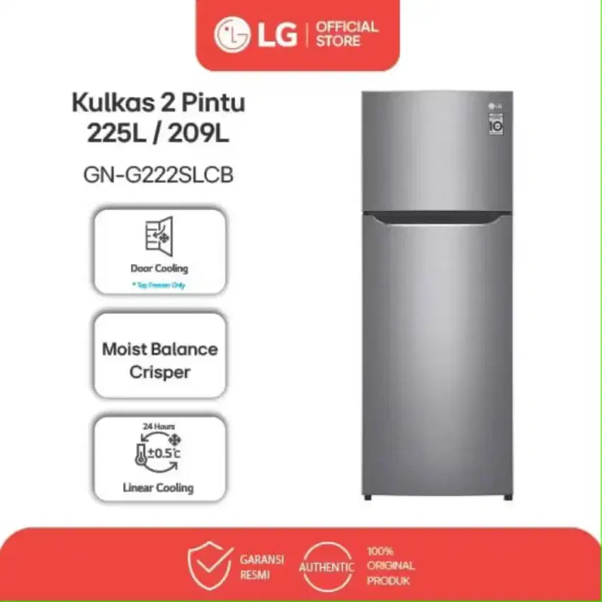 Kulkas LG 2 pintu smart inverter compressor & door cooling