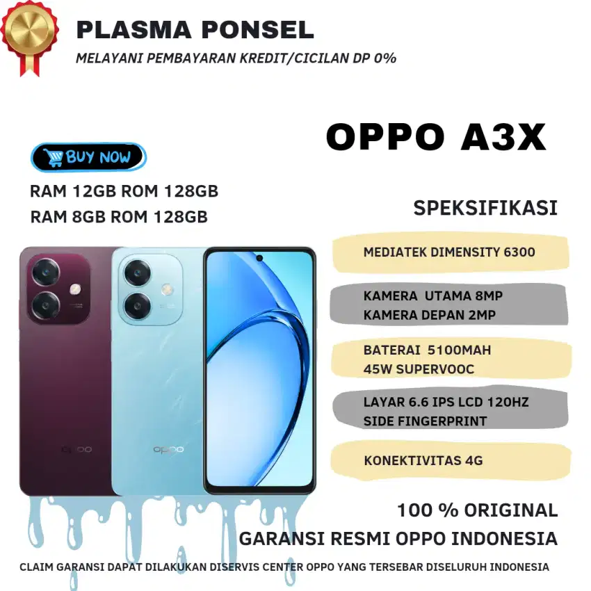 Oppo A3X Ram 8 GB  Rom 128 GB | Menanti mu!!