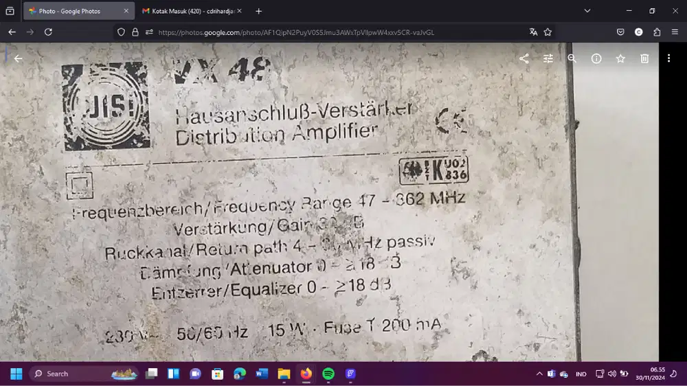 WISI VX 48 Distribution Amplifier  freguensi range 47- 863 Mhz Jerman