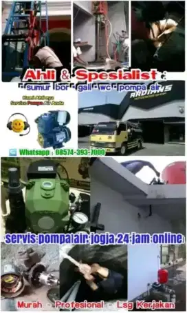 Service servis pompa air sedot wc tukang saluran mampet sumur bor gali