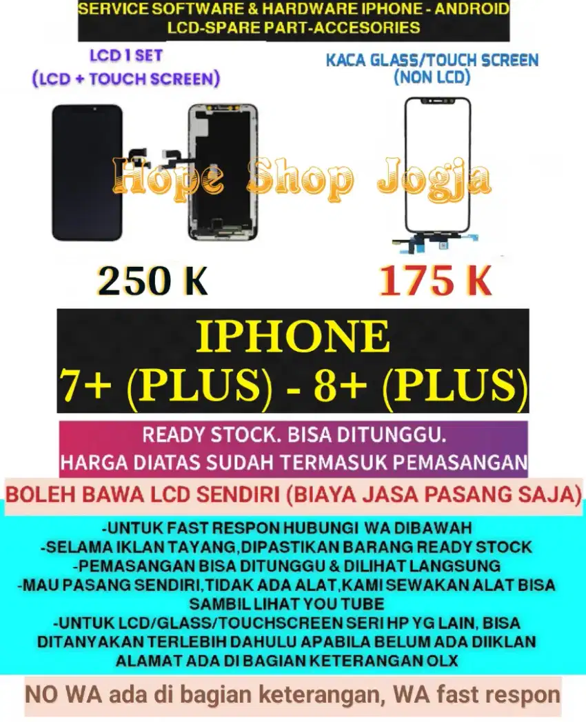 Service Iphone-Ganti Touchscreen-Baterai-LCD Iphone 7+/8+