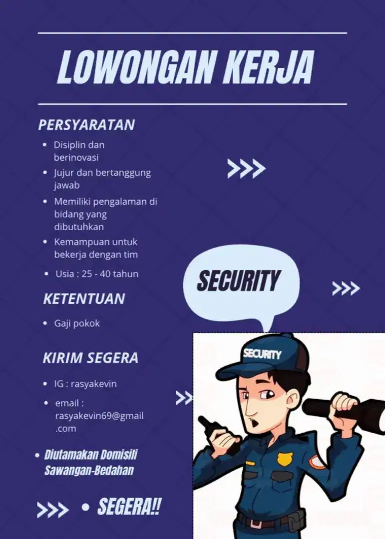 Loker Security Perumahan daerah Bedahan