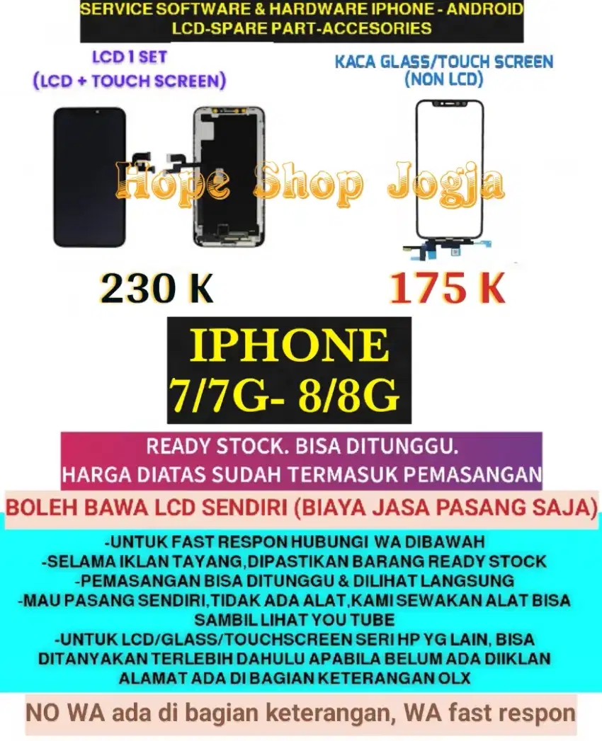 Service Iphone/Ganti Touchscreen-Baterai-LCD Iphone 7/7G/8/8G