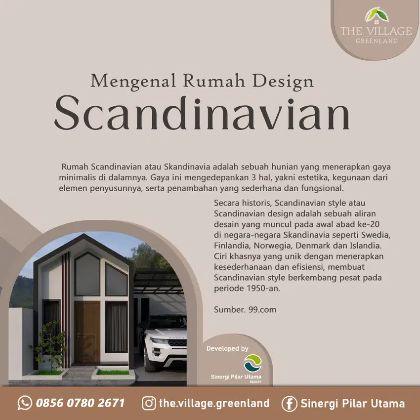 RUMAH BARU SCANDINAVIAN STYLE KAWASAN ASRI DI KOTA MALANG ARJOSARI