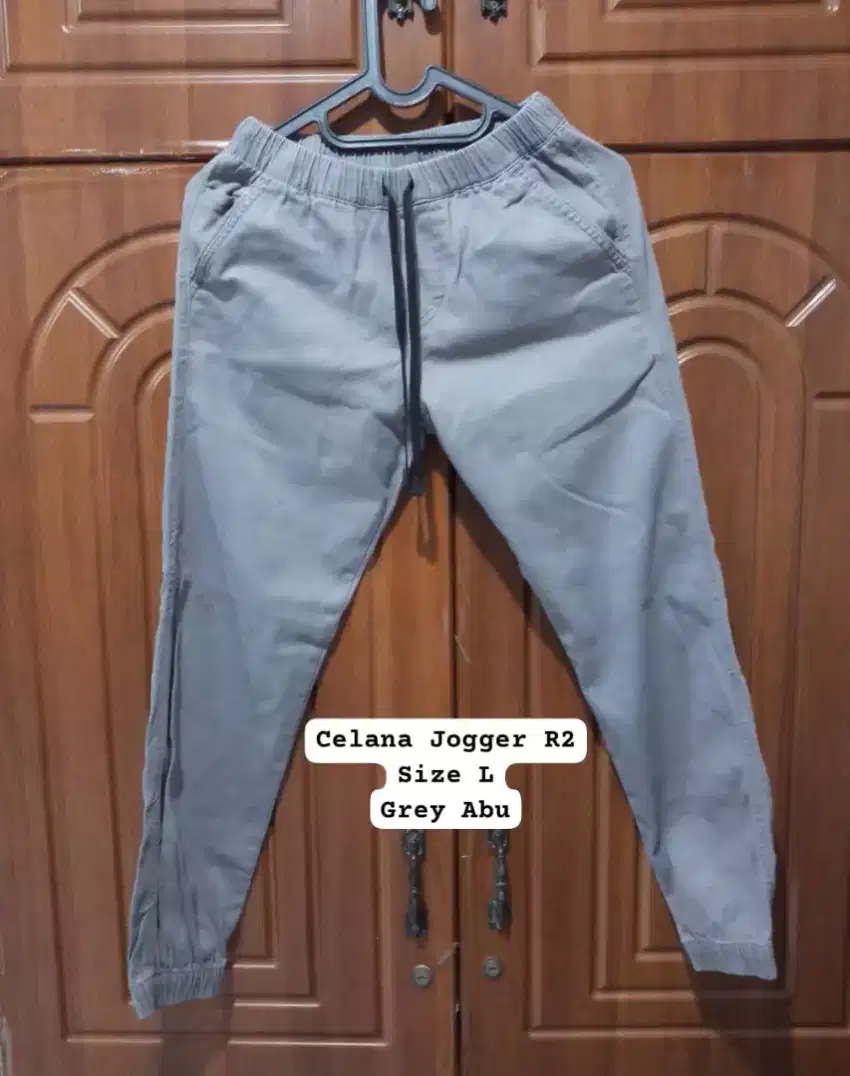 Celana Jogger Pria R2 Warna Grey Abu Size L Bahan Premium Berkualitas