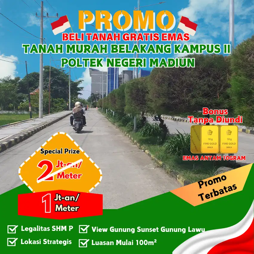 Jual Cepat Tanah Belakang Kampus Poltek Ringroad Madiun 1jt-an