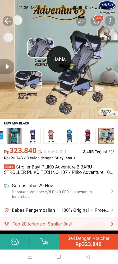 Stroller bayi merk PLIKO adventure 2