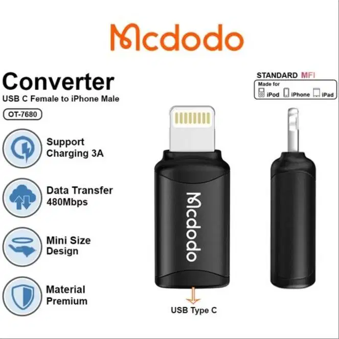 Mcdodo OT-7680 Converter Adaptor Type-C to Lightning Connector