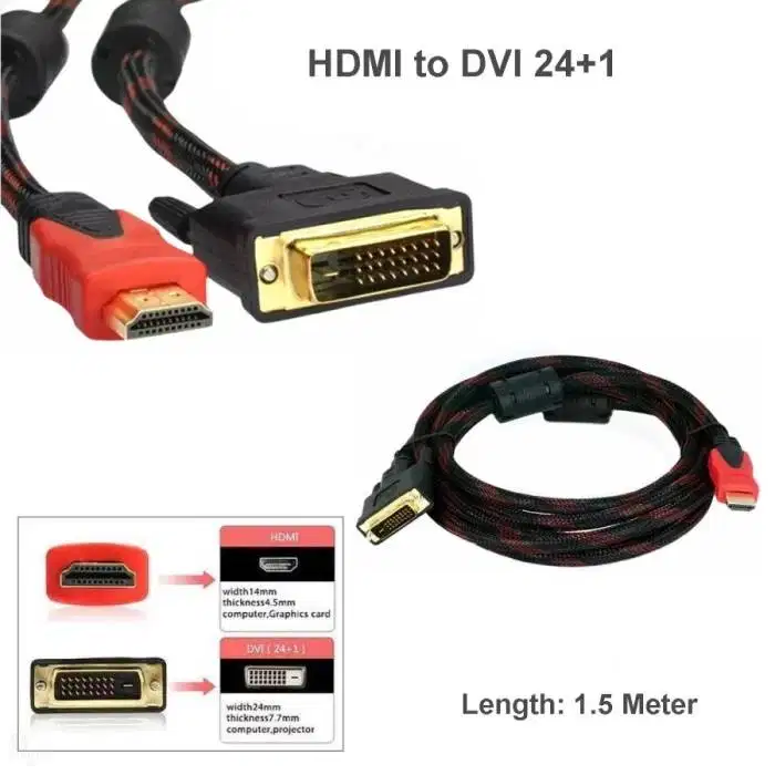 Kabel DVI 24+1 to HDMI Serat Jaring 1.5 meter