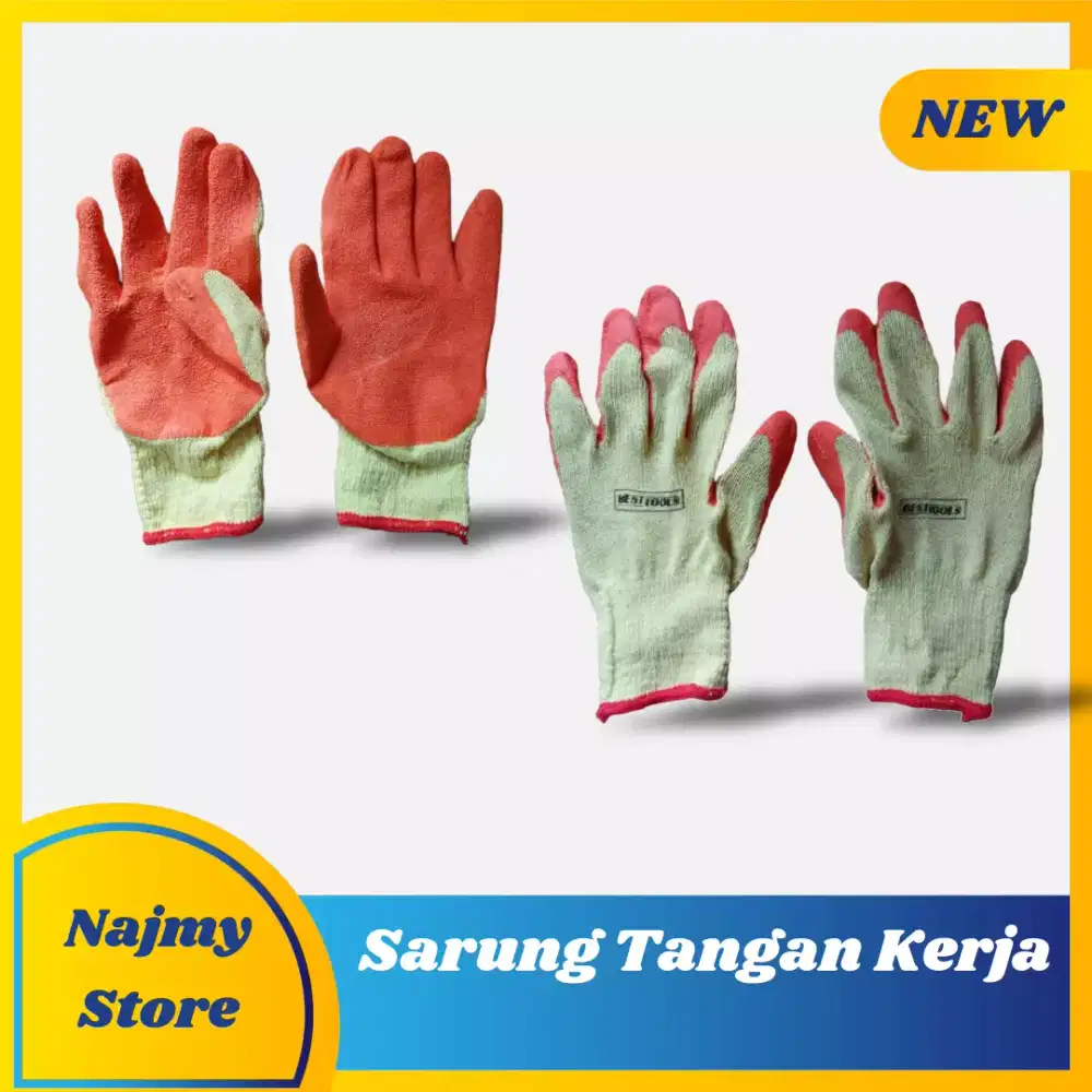 sarung tangan karet latex anti slip kombinasi katun heavy duty ,