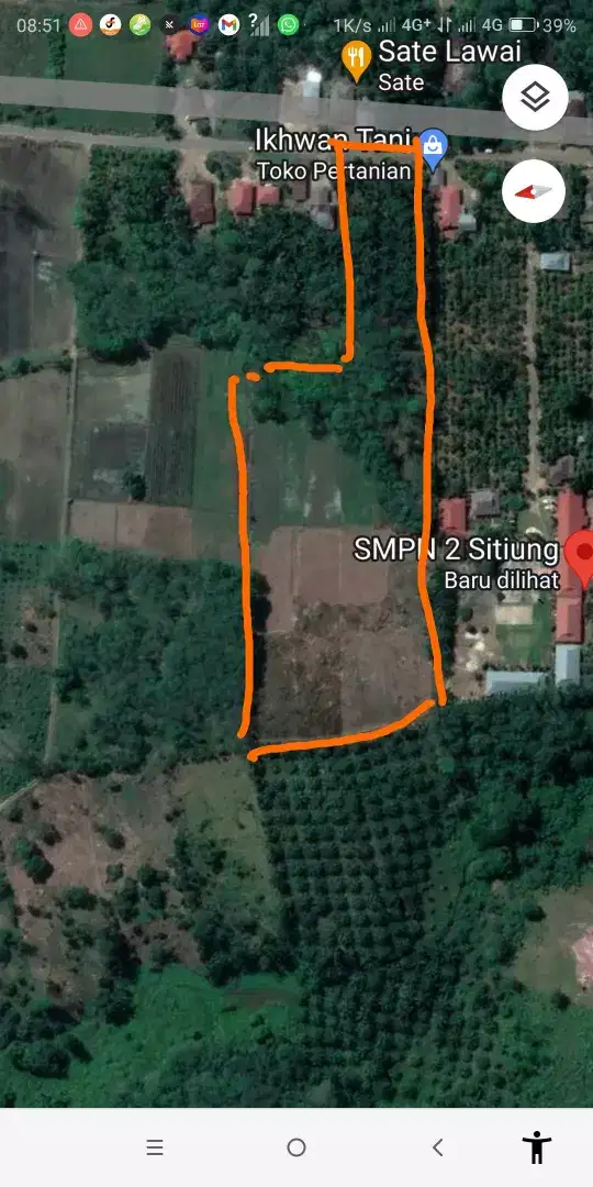 Dijual (NEGO)Sebidang tanah luas 2,2 hektar