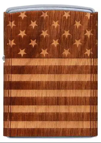 New Zippo 49332 WoodChuck Wrap American Flag Original