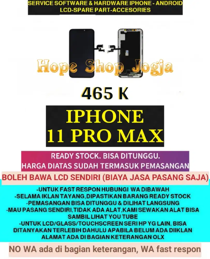 Service Iphone-Ganti Touchscreen-Baterai/LCD Iphone 11 Pro Max