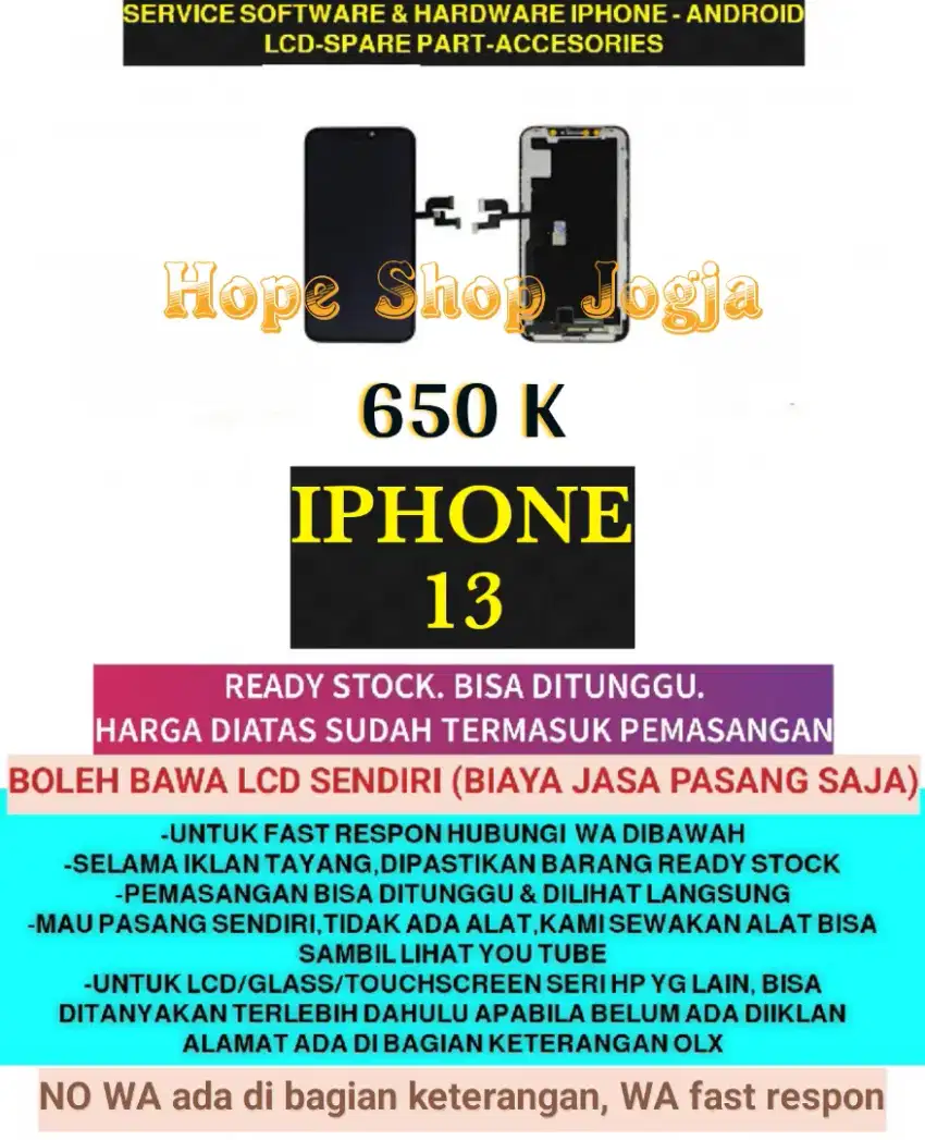 Service Iphone/Ganti Touchscreen-Baterai-LCD Iphone 13