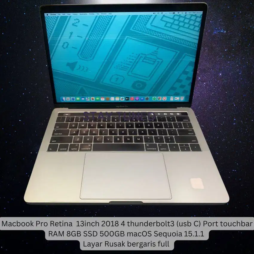 Macbook Pro 13in 2018 Touchbar RAM 8GB SSD 500GB Minus Layar