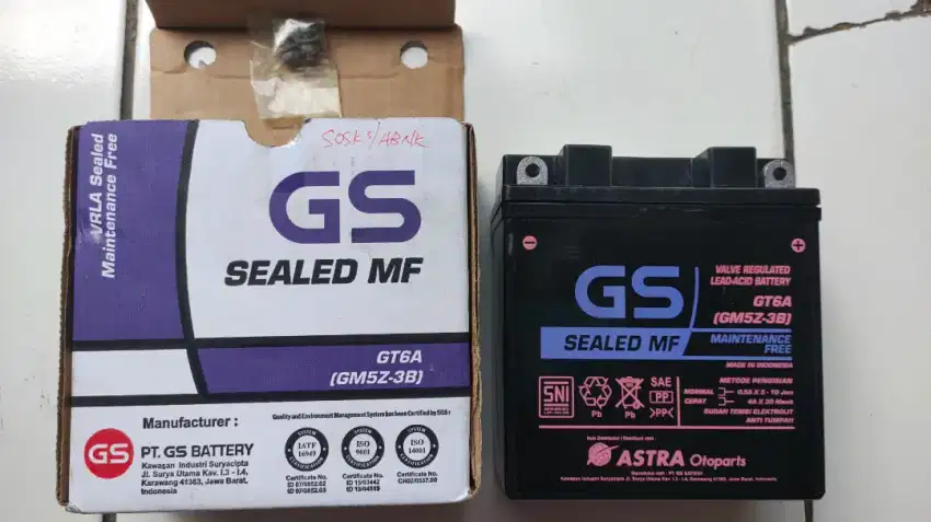 Aki Kering Baru GS ASTRA GT6A Untuk Motor Mio