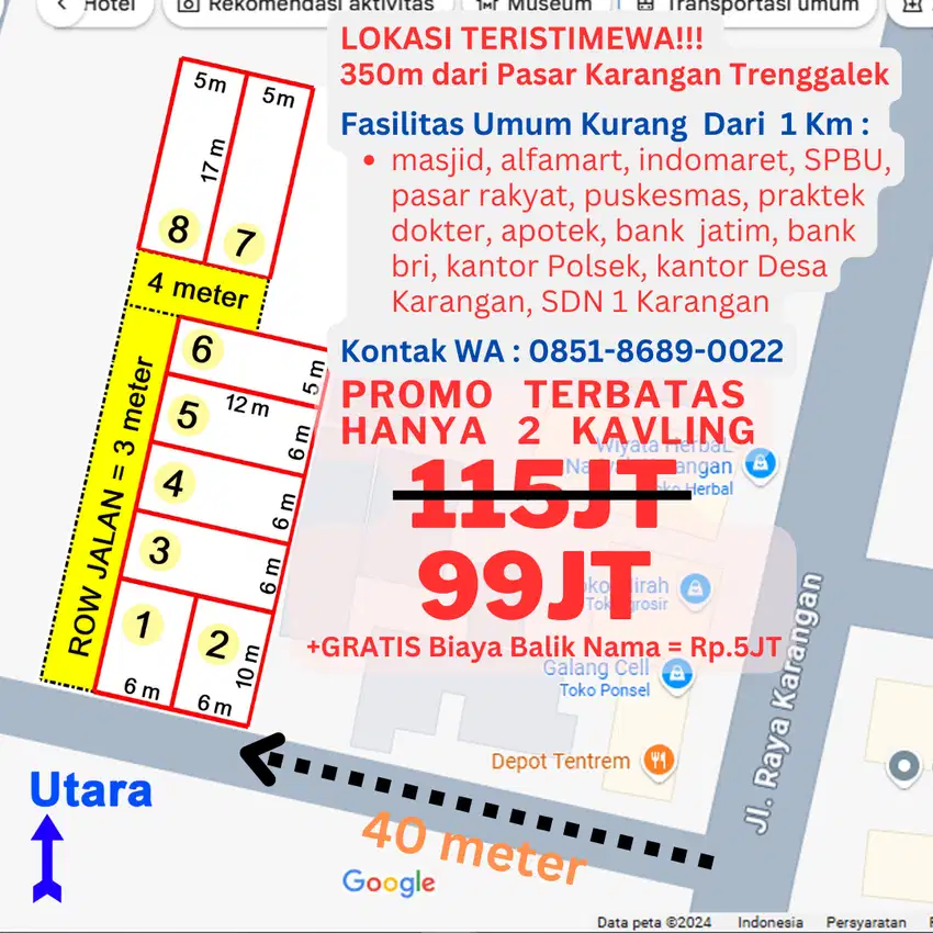 Tanah Kavling - Fasilitas Umum Semua Ada dengan Jarak Kurang 1 Km