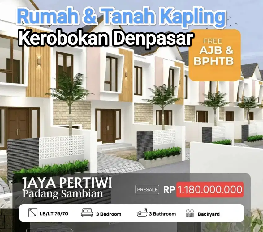 Jual Rumah dan Tanah Kavling dekat Muding Kerobokan Denpasar Bali